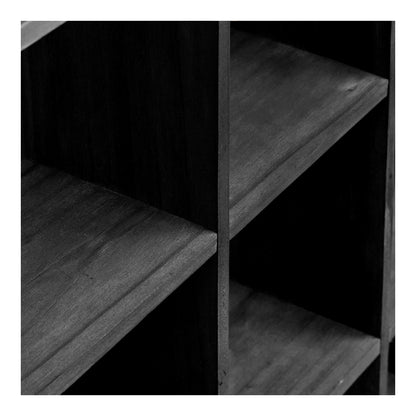 Prateleira-Grelha Moss em Pinho Preto, 9 Nichos — 46 × 10 × 46 cm