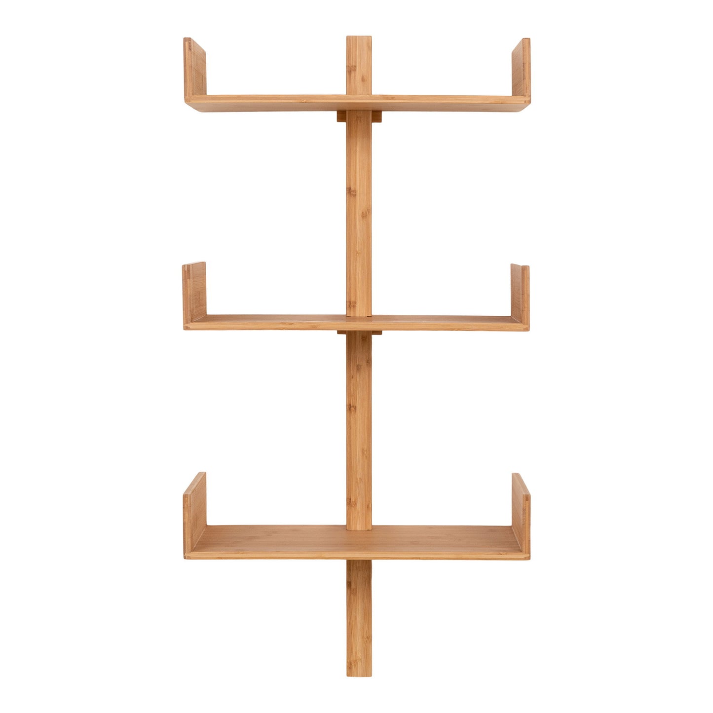 Villa Wall Shelf in Natural Bamboo, 3 Levels — 50 × 25 × 102 cm