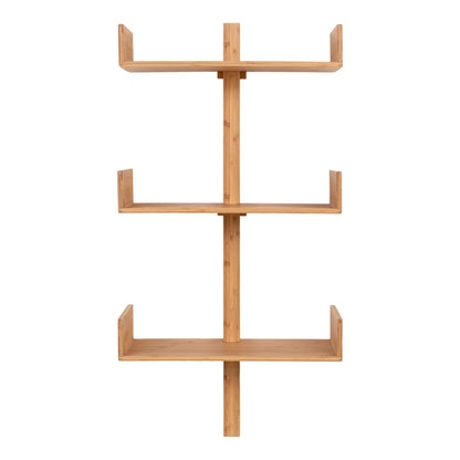 Villa Wall Shelf in Natural Bamboo, 3 Levels — 50 × 25 × 102 cm