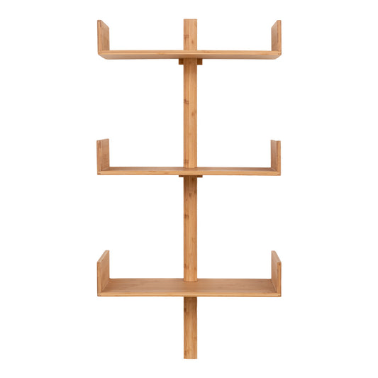 Prateleira de Parede Villa em Bambu Natural, 3 Níveis — 50 × 25 × 102 cm