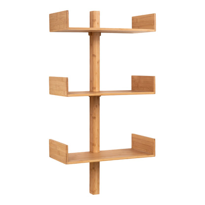 Villa Wall Shelf in Natural Bamboo, 3 Levels — 50 × 25 × 102 cm