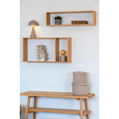Prateleira-Caixa Ember em Bambu Natural — 70 × 15 × 19,5 cm