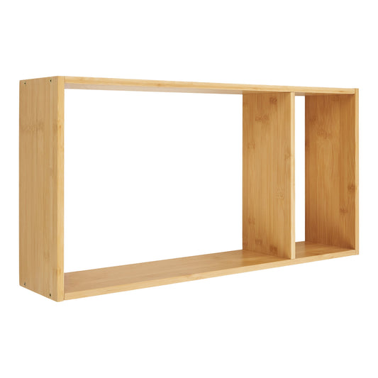 Prateleira-Caixa Ember em Bambu Natural, com Compartimento — 70 × 15 × 35,5 cm