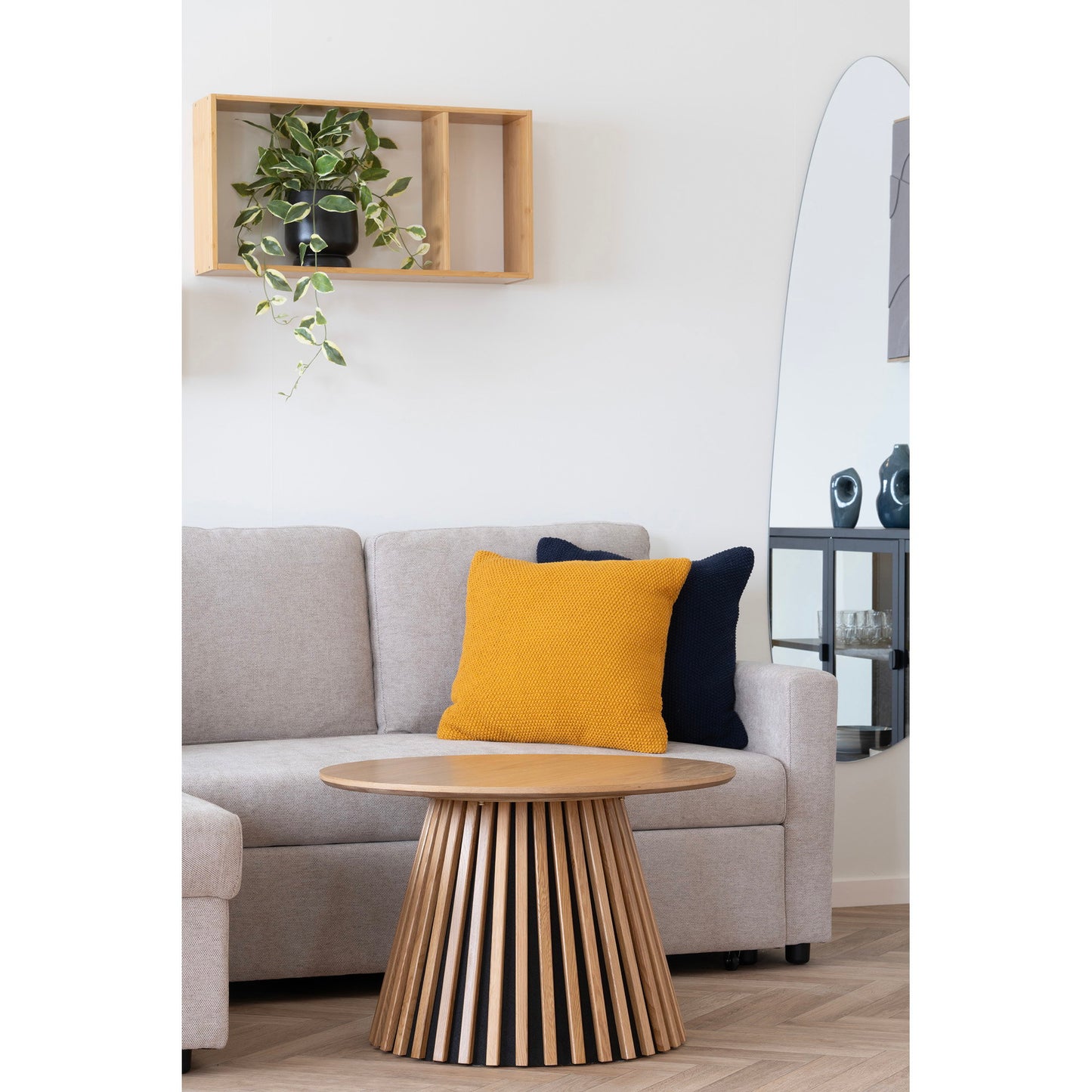 Ember Shelf-Box in Natural Bamboo, with Compartment — 70 × 15 × 35.5 cm