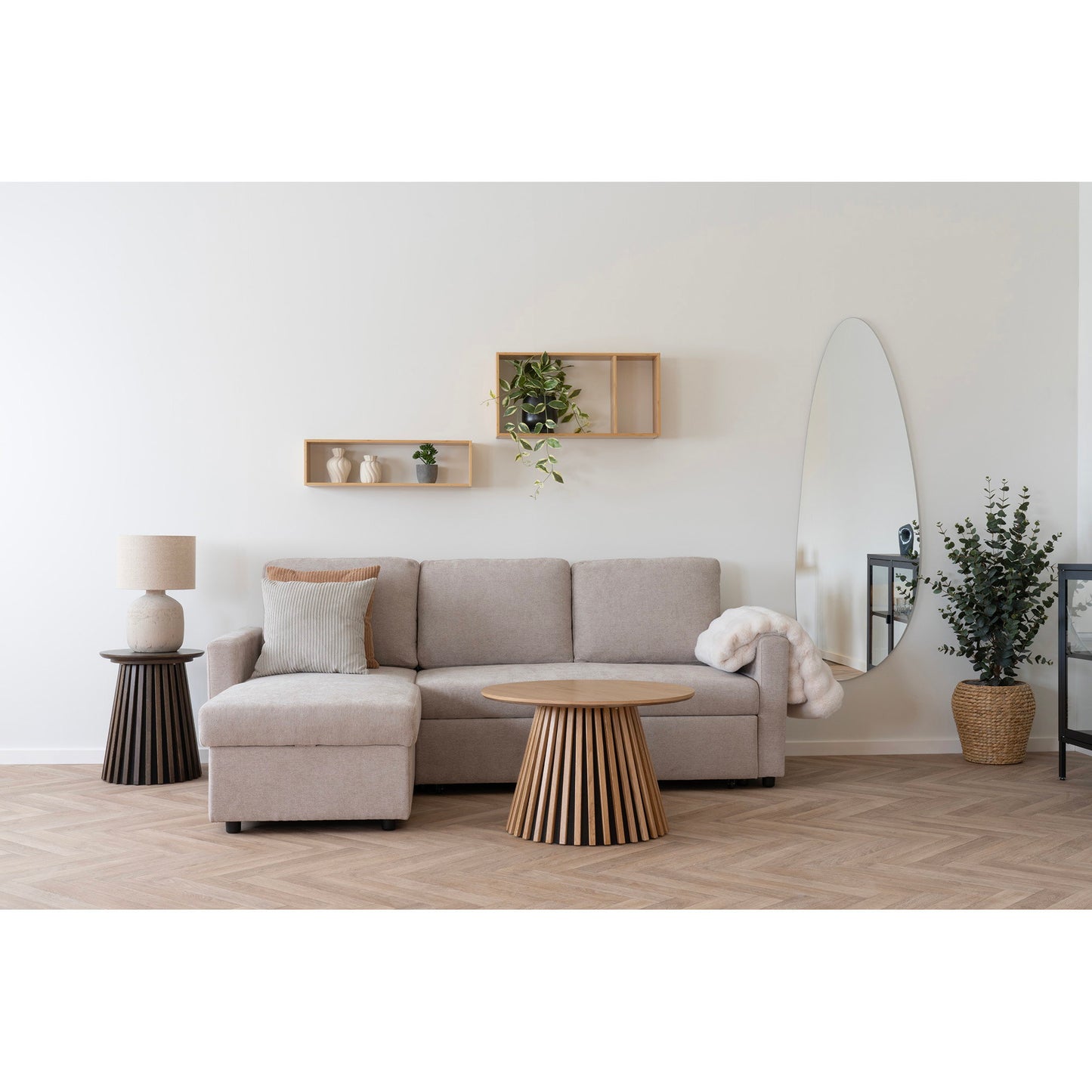 Ember Shelf-Box in Natural Bamboo, with Compartment — 70 × 15 × 35.5 cm