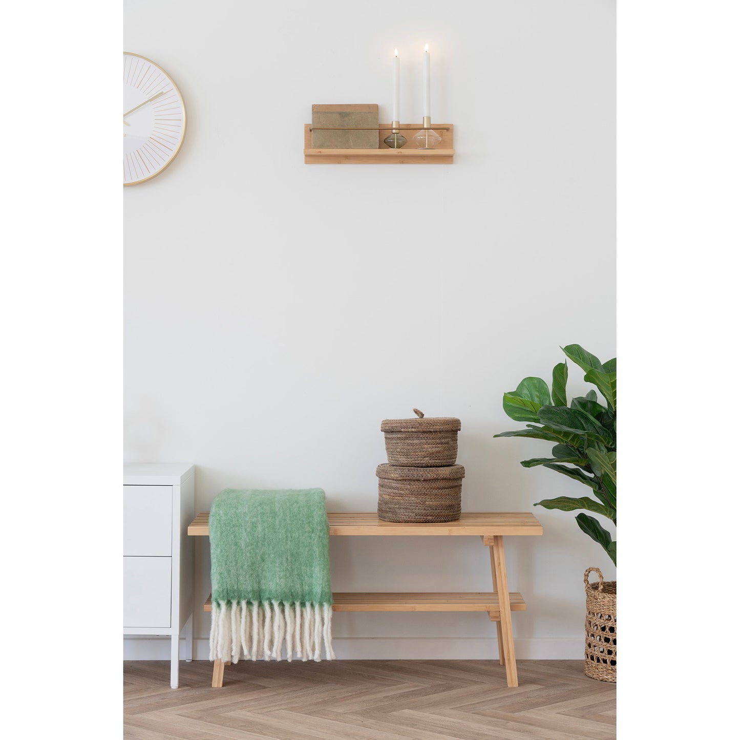 Prateleira de Parede Ember em Bambu Natural, 45 cm