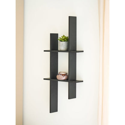 Prateleira de Parede Mostar em Pinho Preto — 38 × 10 × 86 cm