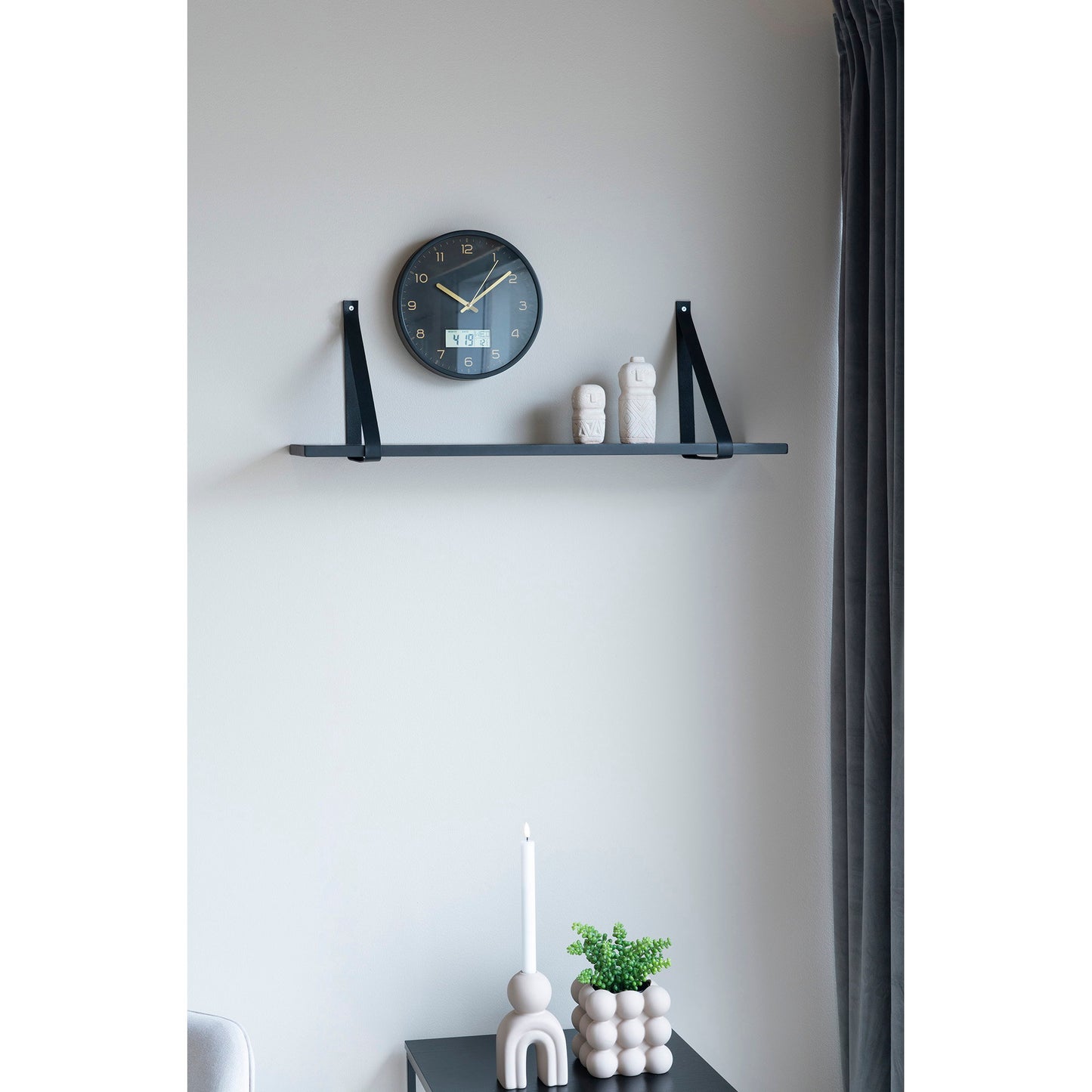 Amiens Wall Clock with Digital Display, Black — Ø 25 cm