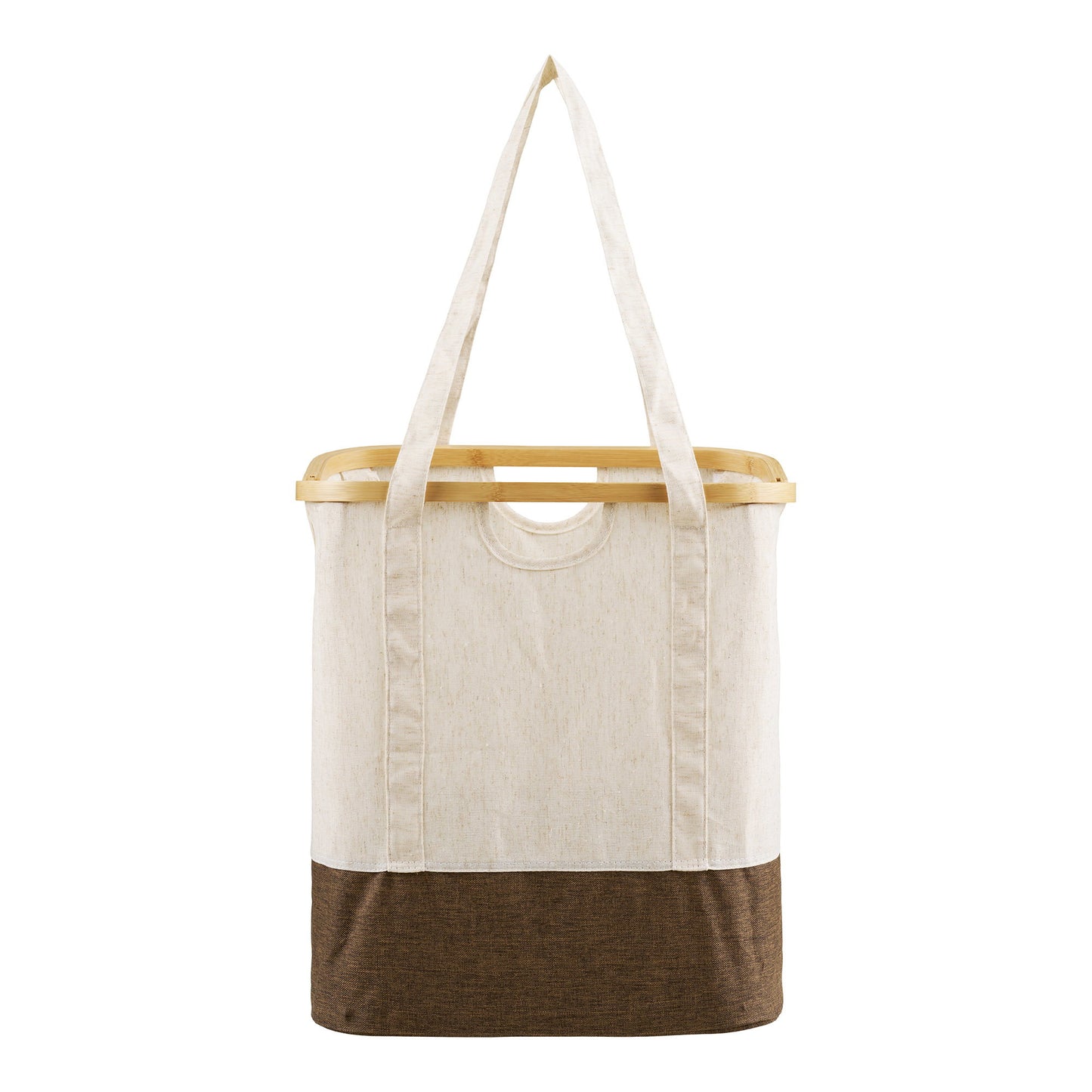 Saco de Roupa Noto com Estrutura em Bambu e Alças, Cru e Castanho — 40 × 30 × 45 cm