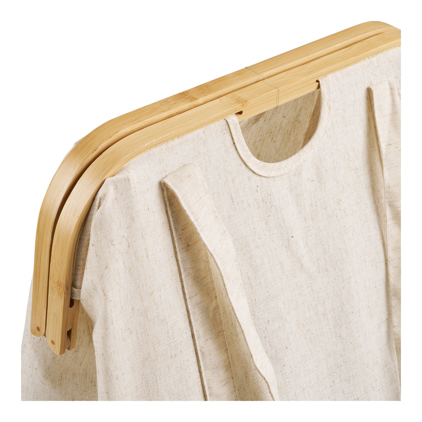 Saco de Roupa Noto com Estrutura em Bambu e Alças, Cru e Castanho — 40 × 30 × 45 cm