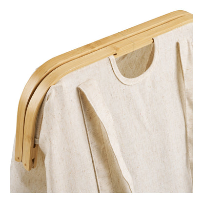 Saco de Roupa Noto com Estrutura em Bambu e Alças, Cru e Castanho — 40 × 30 × 45 cm