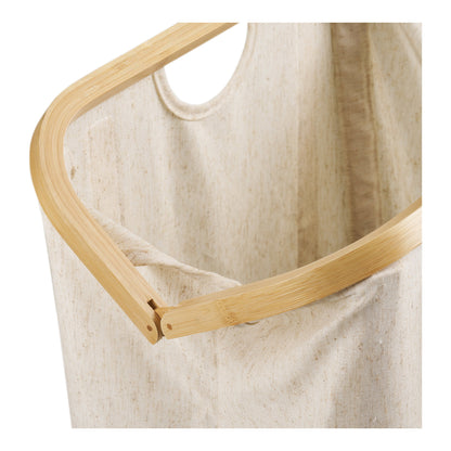 Saco de Roupa Noto com Estrutura em Bambu e Alças, Cru e Castanho — 40 × 30 × 45 cm