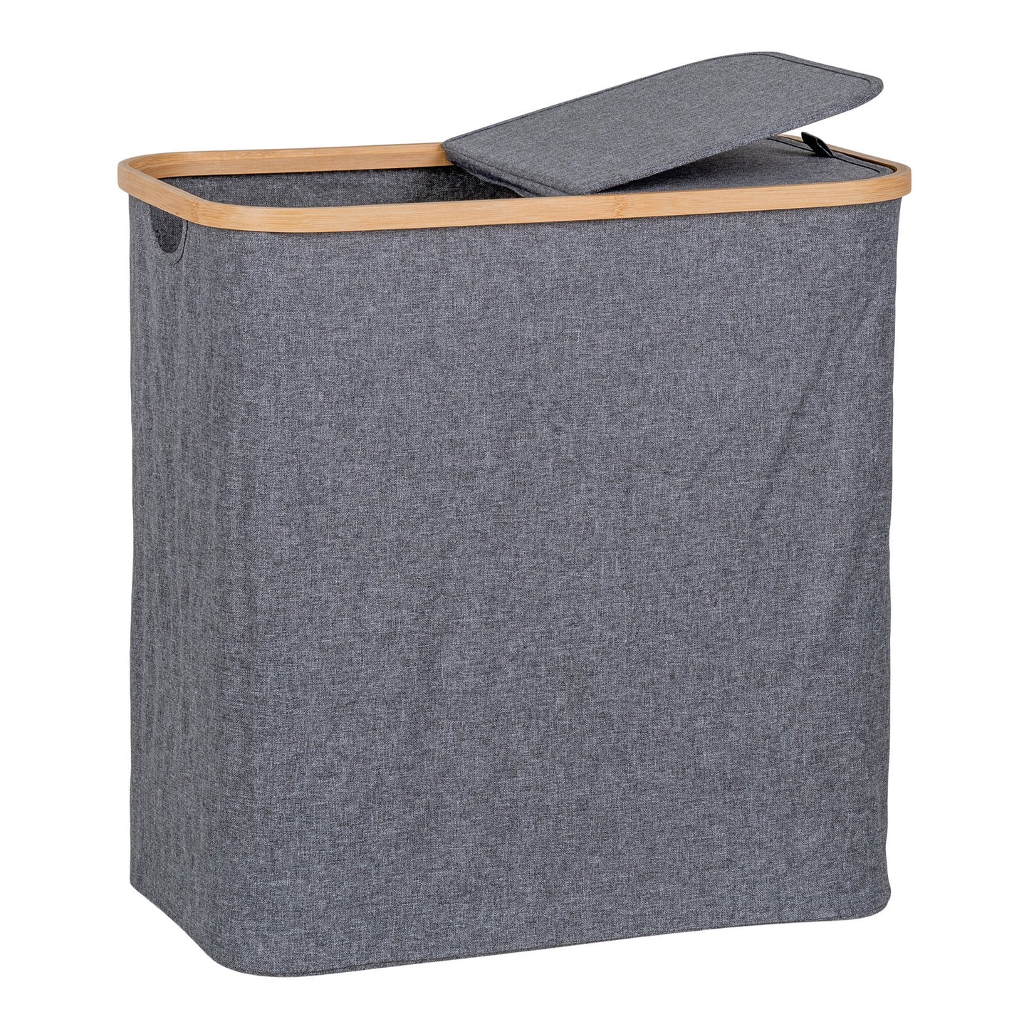 Cesto de Roupa Noto em Bambu e Têxtil, Cinzento-Escuro — 54 × 33 × 54 cm