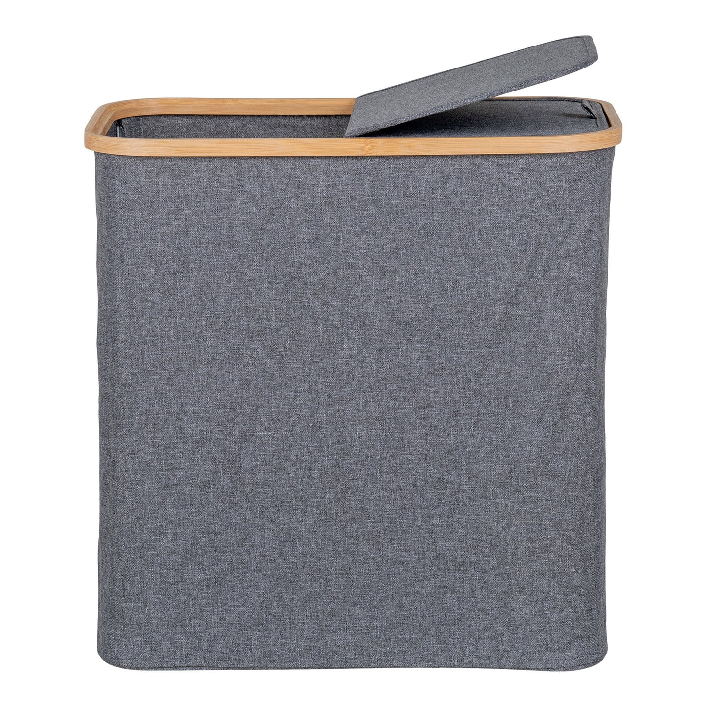 Cesto de Roupa Noto em Bambu e Têxtil, Cinzento-Escuro — 54 × 33 × 54 cm