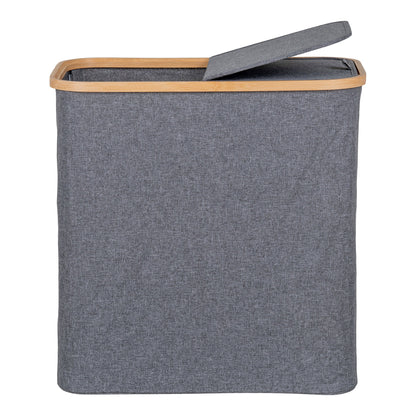Cesto de Roupa Noto em Bambu e Têxtil, Cinzento-Escuro — 54 × 33 × 54 cm