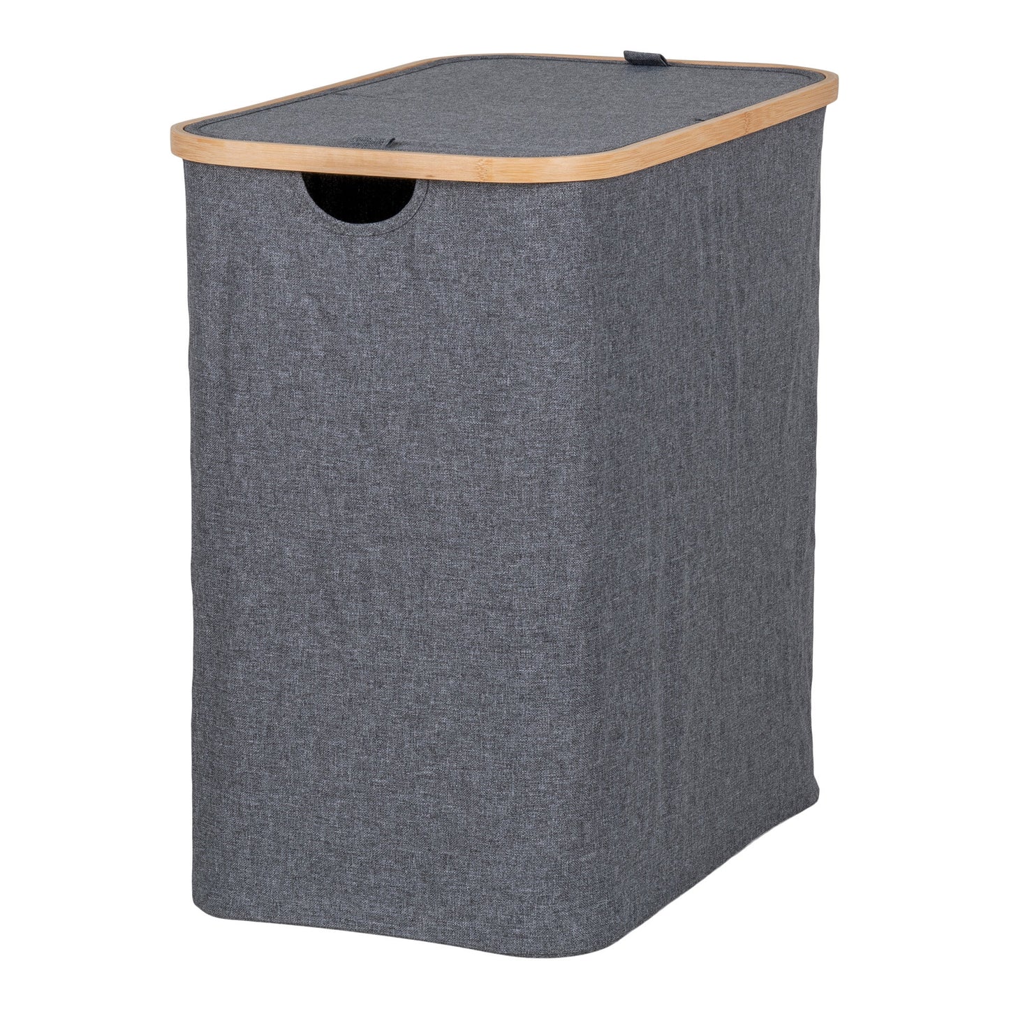 Cesto de Roupa Noto em Bambu e Têxtil, Cinzento-Escuro — 54 × 33 × 54 cm