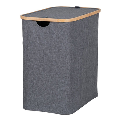 Cesto de Roupa Noto em Bambu e Têxtil, Cinzento-Escuro — 54 × 33 × 54 cm