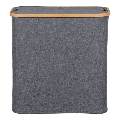Cesto de Roupa Noto em Bambu e Têxtil, Cinzento-Escuro — 54 × 33 × 54 cm