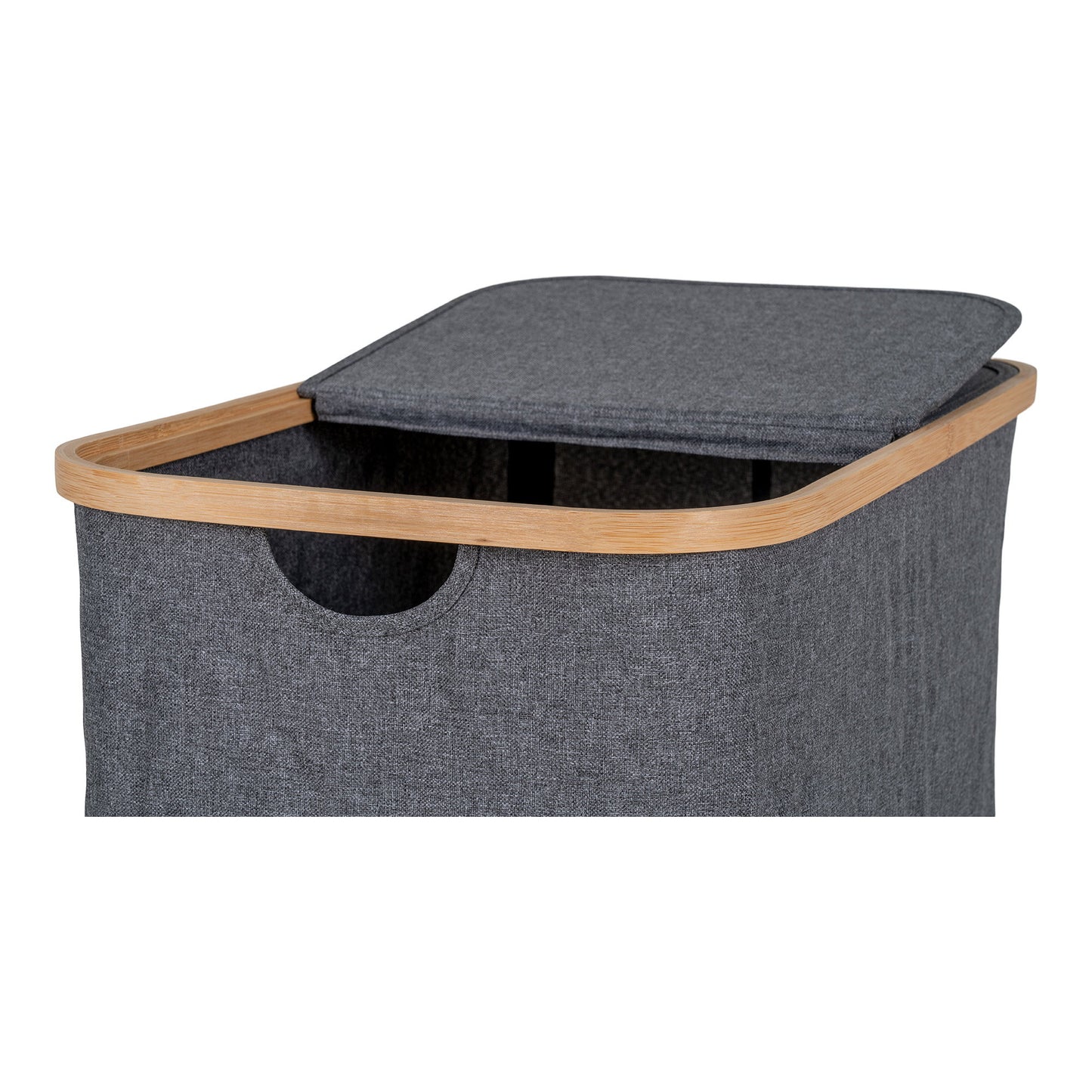 Cesto de Roupa Noto em Bambu e Têxtil, Cinzento-Escuro — 54 × 33 × 54 cm