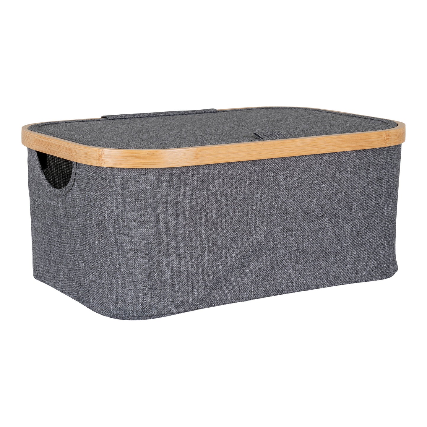 Cesto Noto em Bambu e Têxtil, Cinzento-Escuro — 38 × 26 × 16 cm