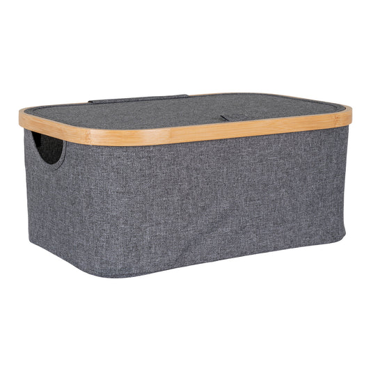 Cesto Noto em Bambu e Têxtil, Cinzento-Escuro — 38 × 26 × 16 cm