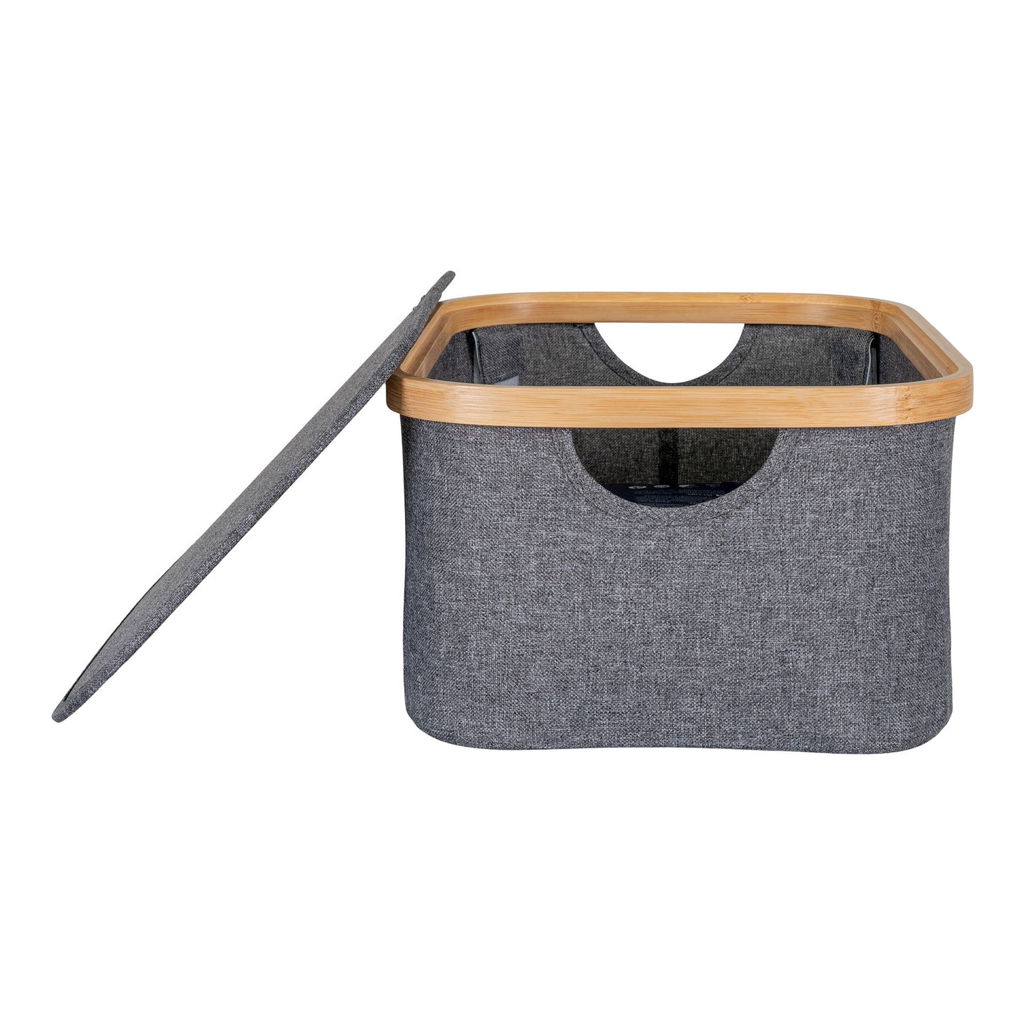 Cesto Noto em Bambu e Têxtil, Cinzento-Escuro — 38 × 26 × 16 cm