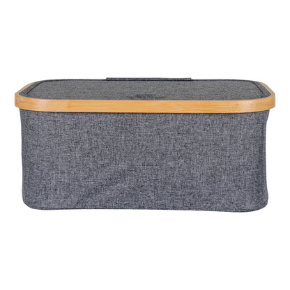 Cesto Noto em Bambu e Têxtil, Cinzento-Escuro — 38 × 26 × 16 cm