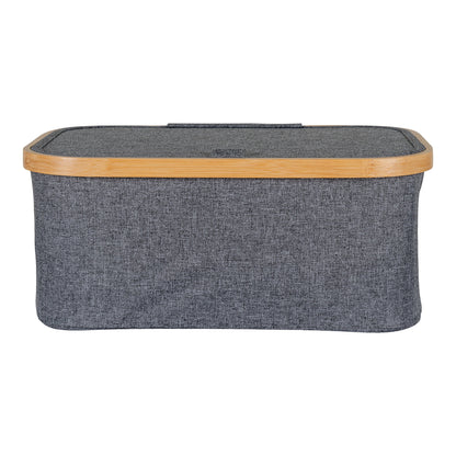 Cesto Noto em Bambu e Têxtil, Cinzento-Escuro — 38 × 26 × 16 cm
