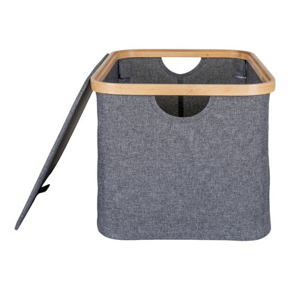 Cesto Noto em Bambu e Têxtil, Cinzento-Escuro — 45 × 30 × 25 cm