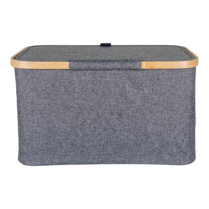 Cesto Noto em Bambu e Têxtil, Cinzento-Escuro — 45 × 30 × 25 cm