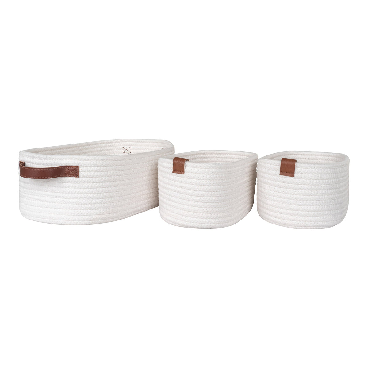 Conjunto de 3 Cestos Jarana em Algodão Branco