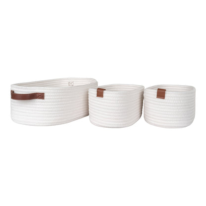 Conjunto de 3 Cestos Jarana em Algodão Branco