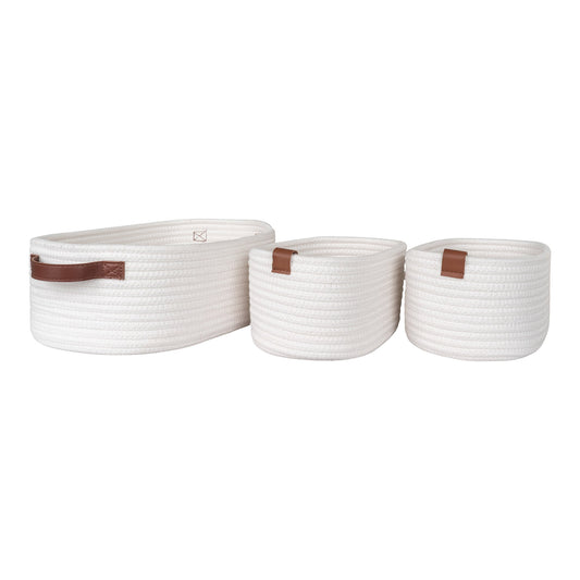 Juego de 3 cestas Jarana de algodón blanco