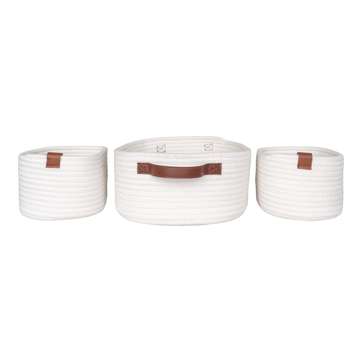 Conjunto de 3 Cestos Jarana em Algodão Branco