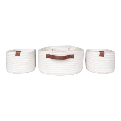 Conjunto de 3 Cestos Jarana em Algodão Branco