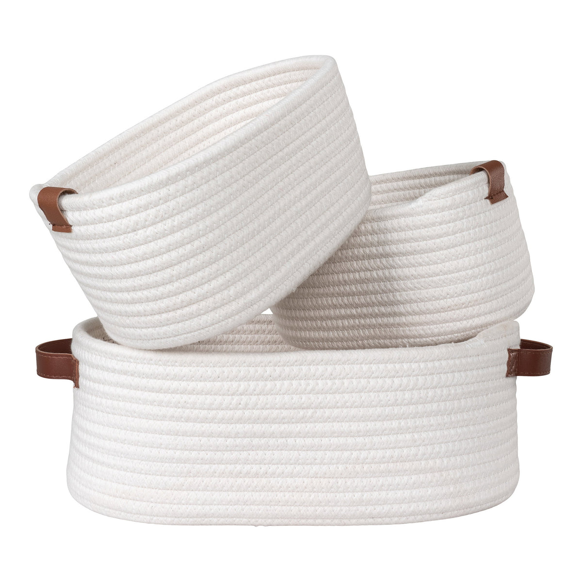 Conjunto de 3 Cestos Jarana em Algodão Branco