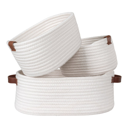 Conjunto de 3 Cestos Jarana em Algodão Branco