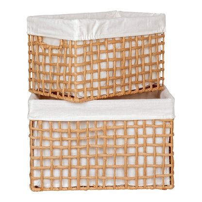 Conjunto de 2 Cestos Bustelo em Papel Entrançado, Natural