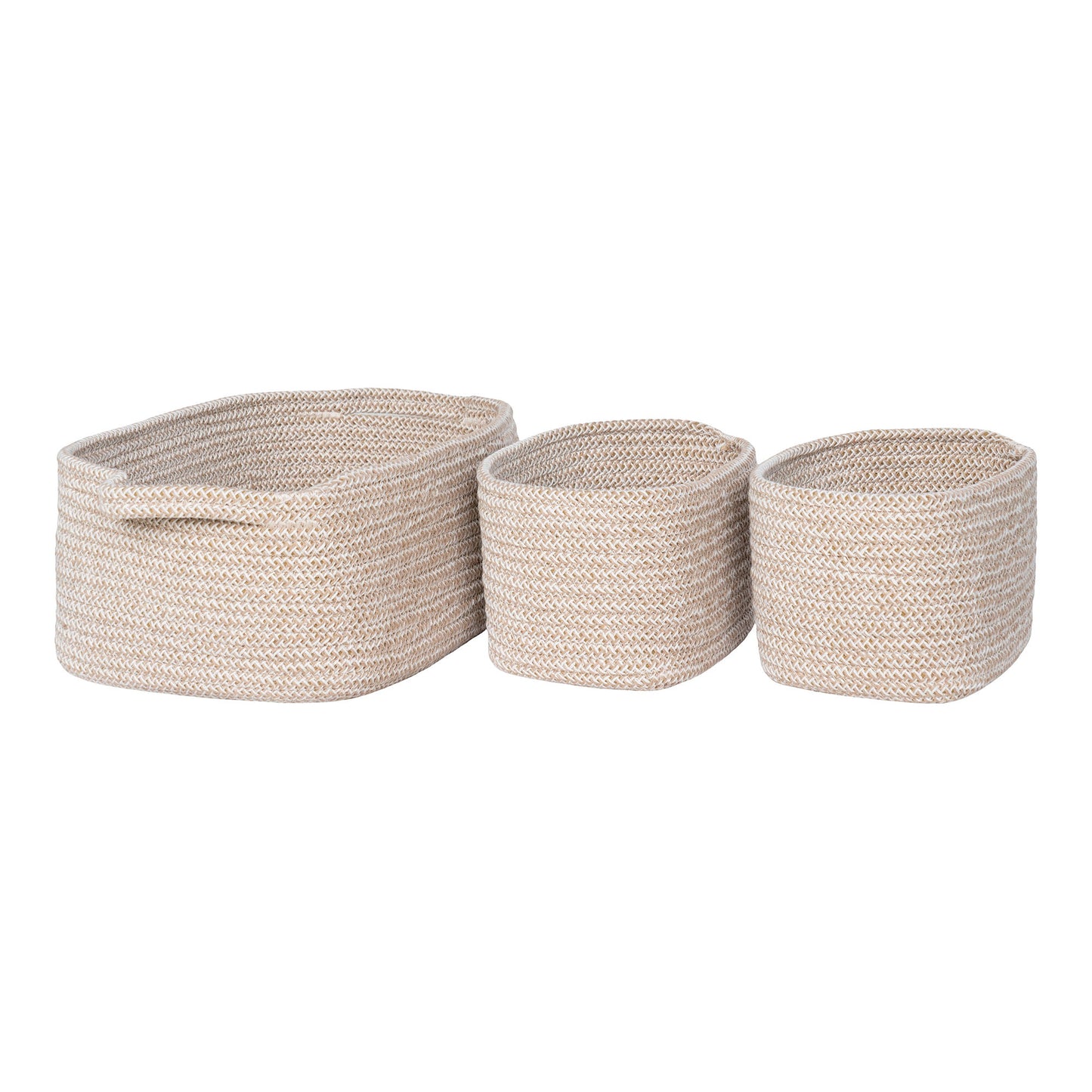 Conjunto de 3 Cestos Teixo em Algodão Bege