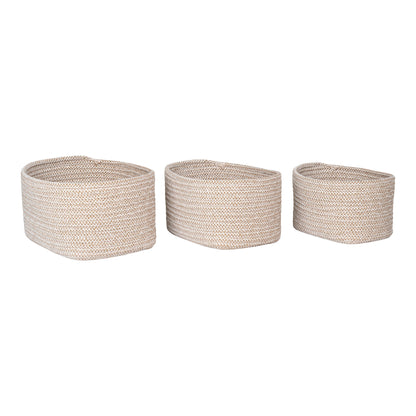 Set de 3 Cestas Cadima de Algodón Beige