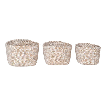 Set de 3 Cestas Cadima de Algodón Beige
