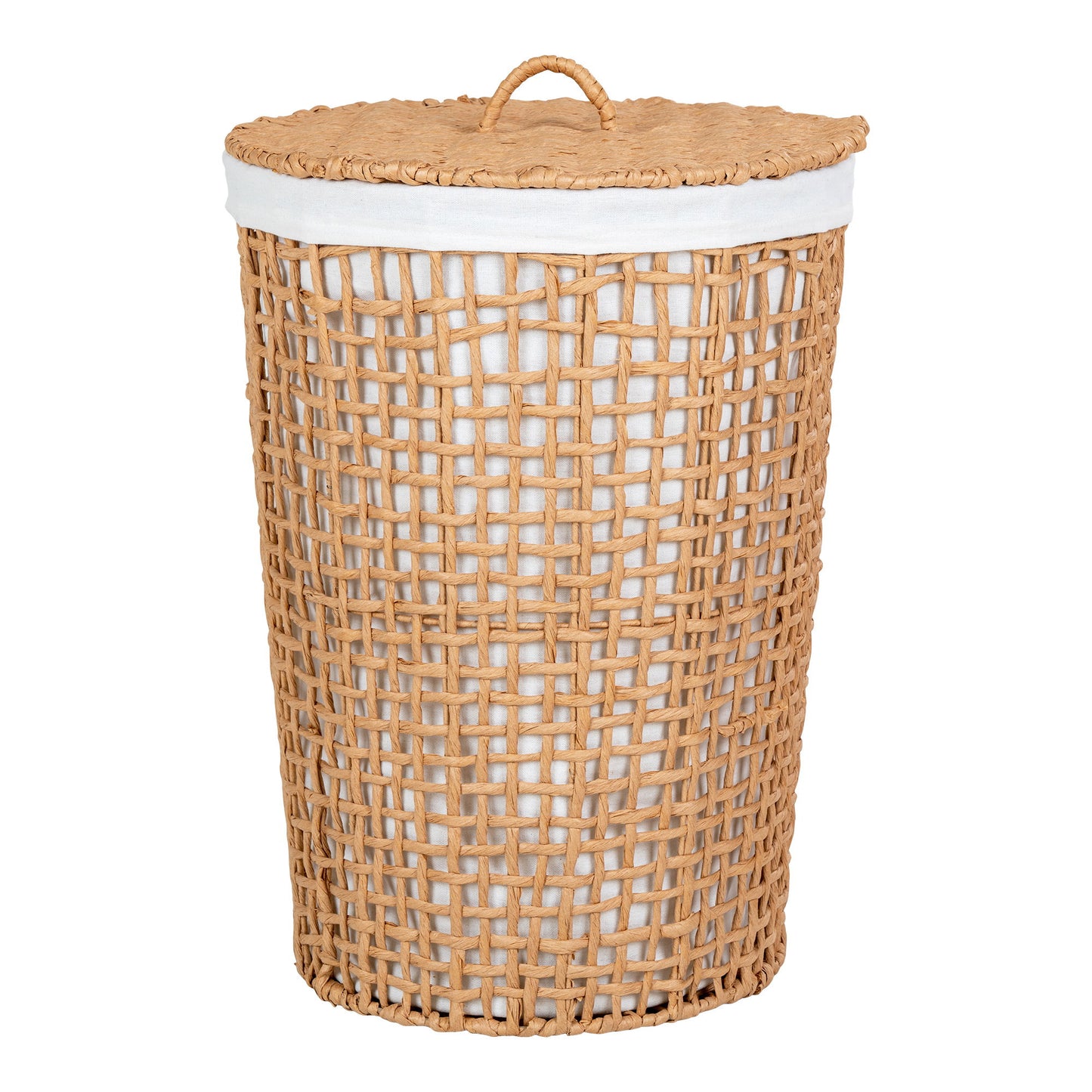 Cesto de Roupa Pomal em Papel Entrançado, Natural — Ø 42 × 56 cm