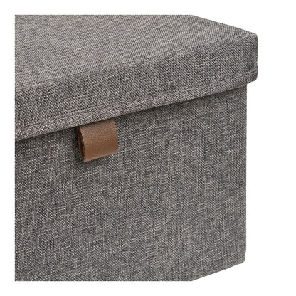Set of 3 Noto Storage Boxes with Lid, Dark Grey Textile