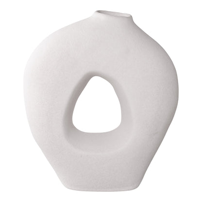 Vaso Branco Achatado em Cerâmica, 24 × 10,5 × 27,8 cm