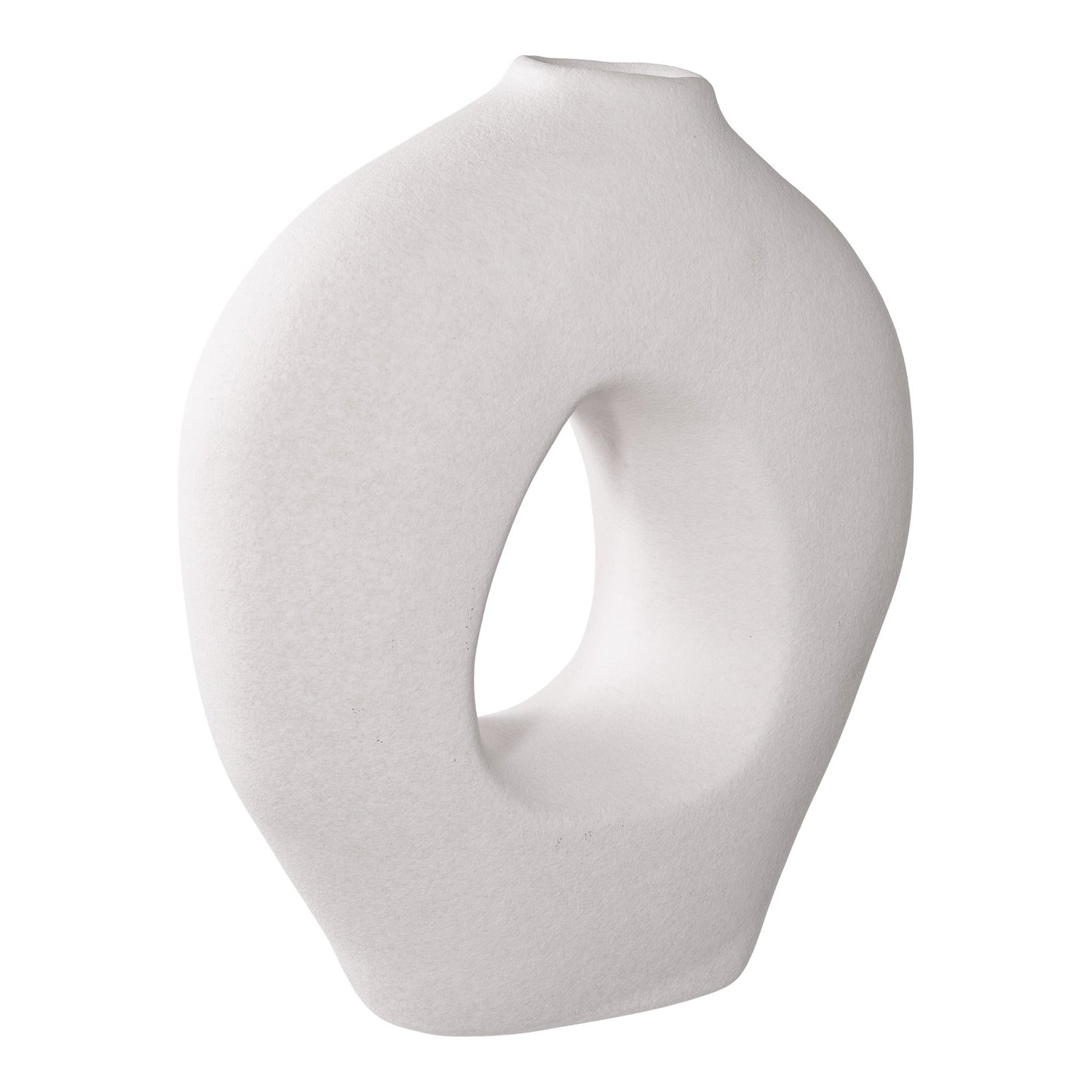 Vaso Branco Achatado em Cerâmica, 24 × 10,5 × 27,8 cm