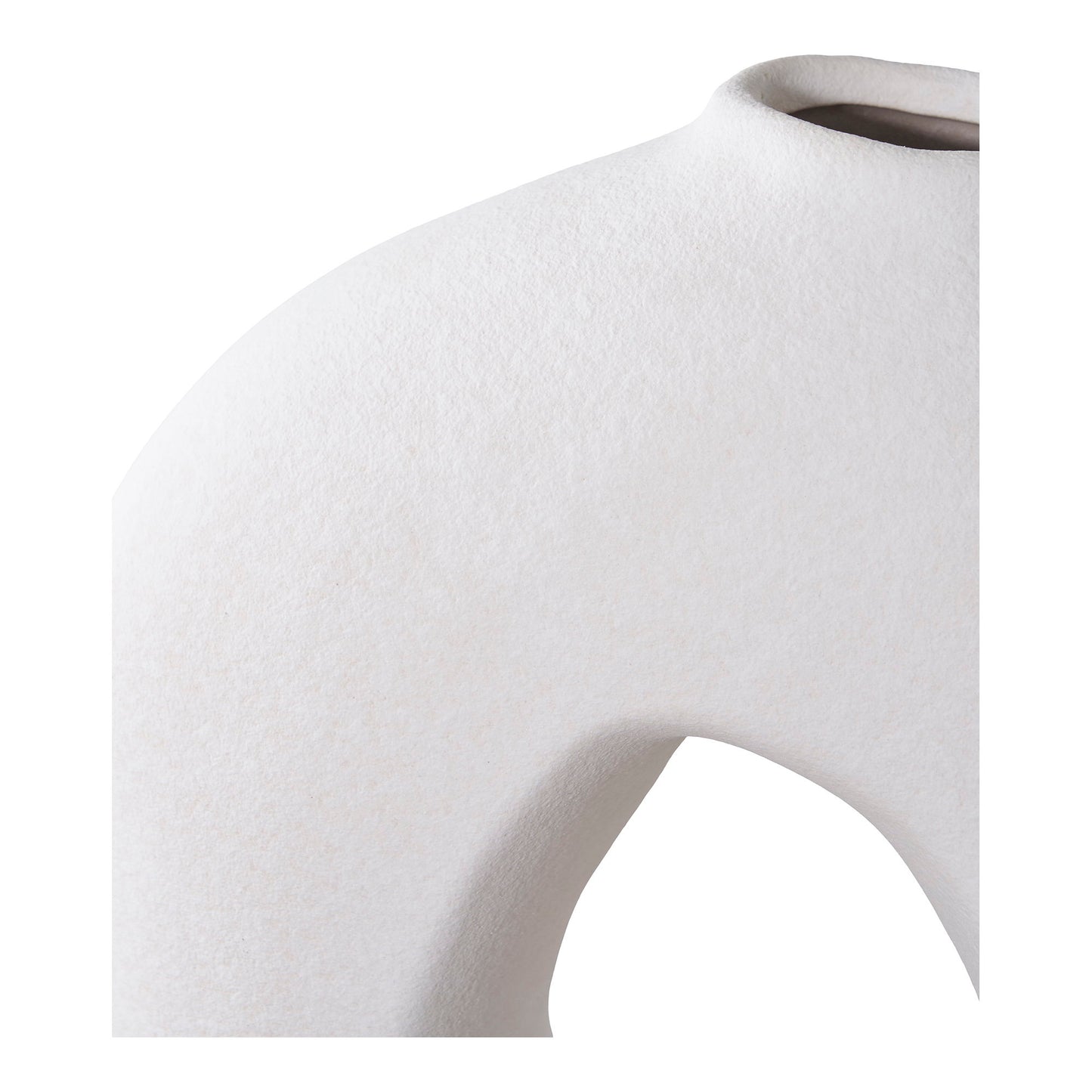 Vaso Branco Achatado em Cerâmica, 24 × 10,5 × 27,8 cm