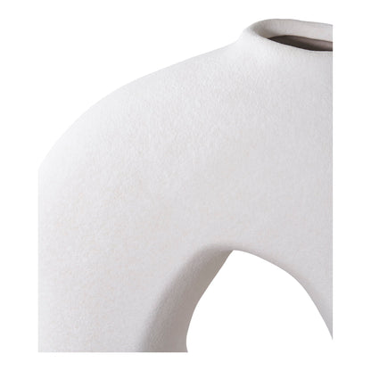 Vaso Branco Achatado em Cerâmica, 24 × 10,5 × 27,8 cm