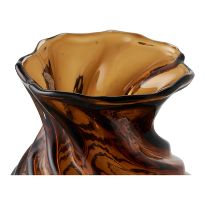 Vaso em Vidro Soprado à Boca, Castanho Fumado Ø 16 cm