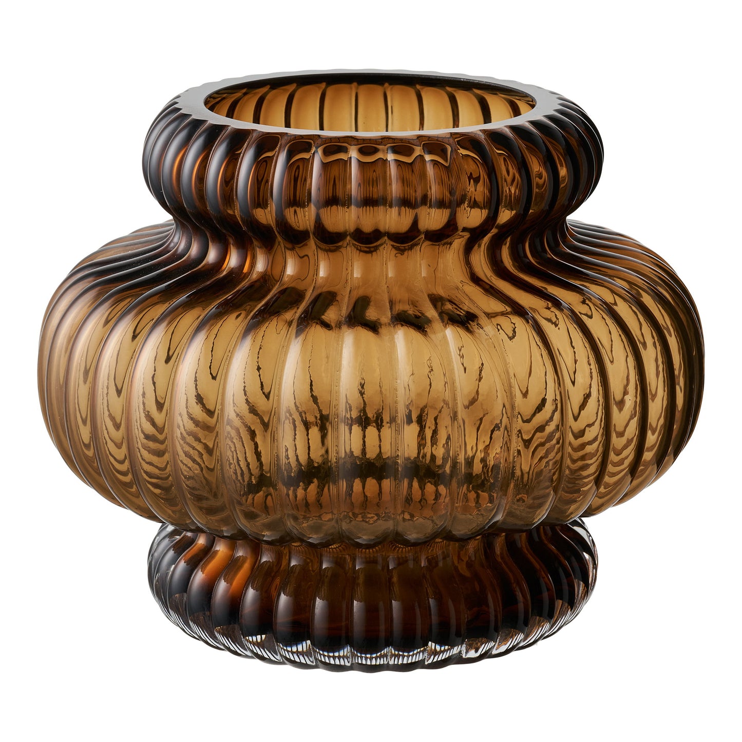 Vaso Nord em Vidro Soprado à Boca, Castanho Fumado, Ø 20 × 16 cm