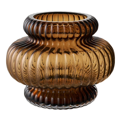 Vaso Nord em Vidro Soprado à Boca, Castanho Fumado, Ø 20 × 16 cm
